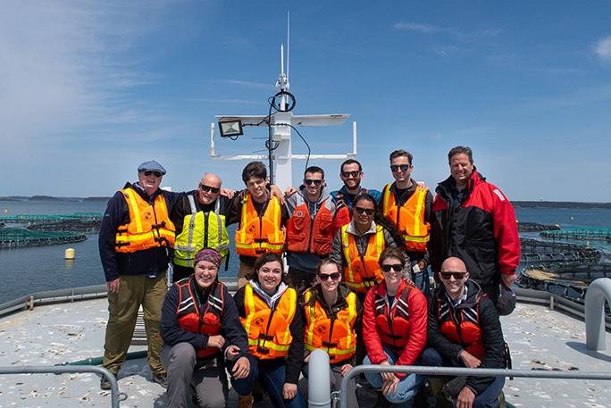 A group of Professional 科学 Master's in Ocean Food Systems 学生 on a boat in Iceland